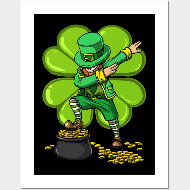 Dabbing Leprechaun Shirt Kids St Patricks Day Gift Wall Art by underheaven